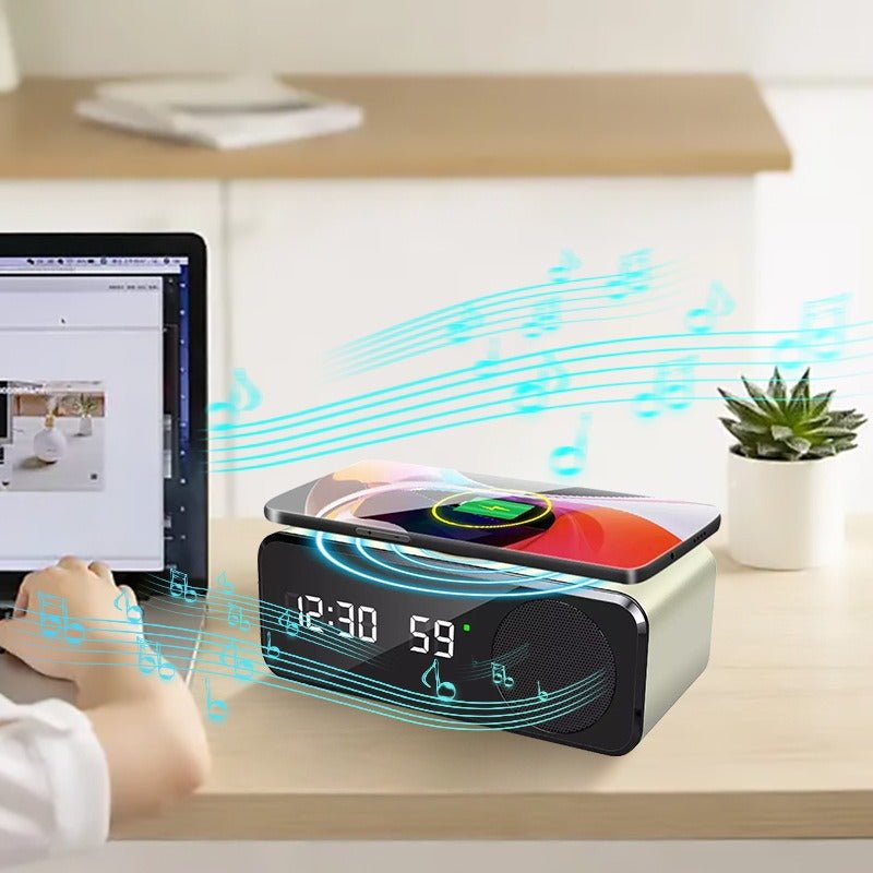 Time display wireless charging Bluetooth speaker compatible clock function thermometer wireless - PhoneStyle