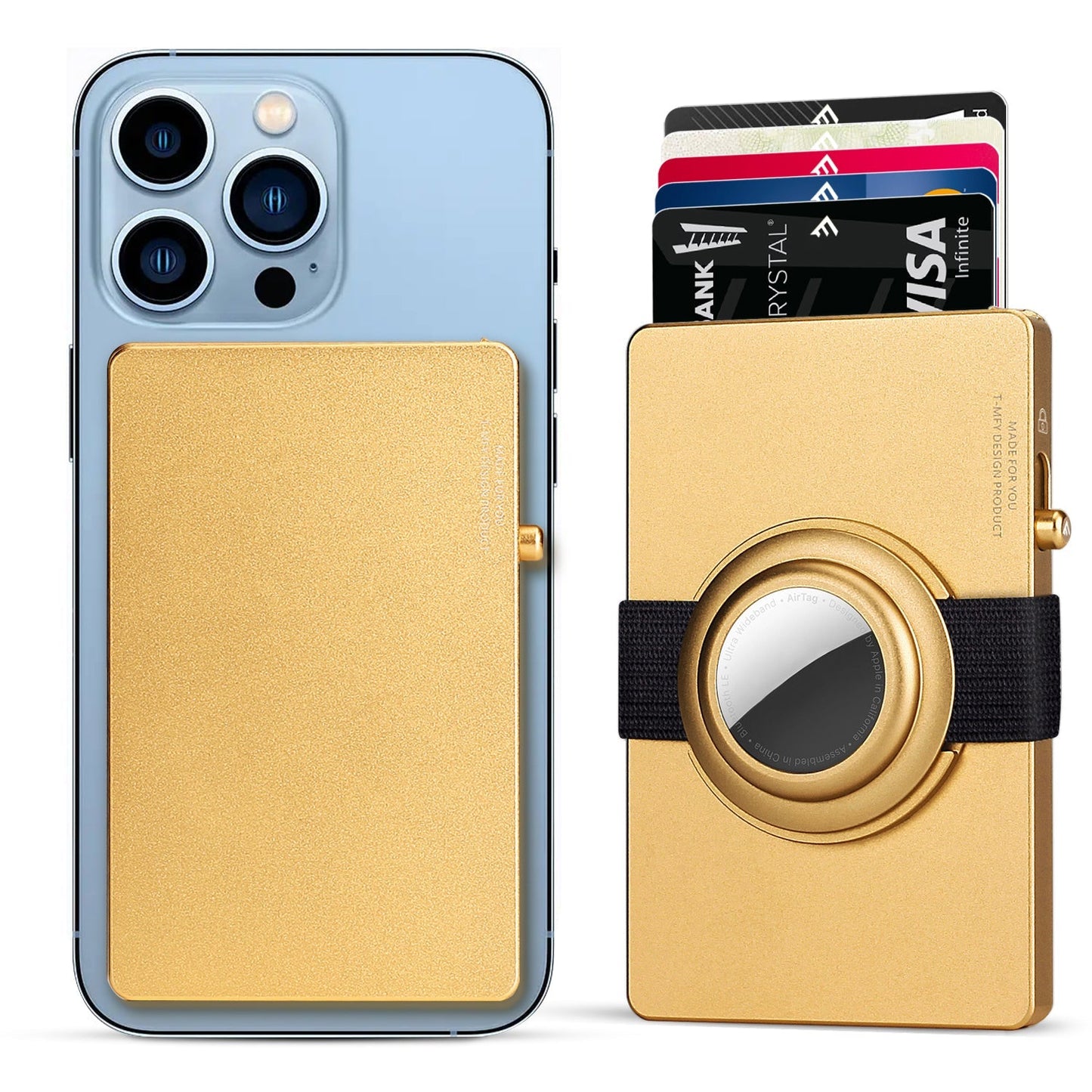 TOYFID All - Aluminum Pop Up Slide Rfid Slim Card Holder Wallet With Airtag Holder - PhoneStyle