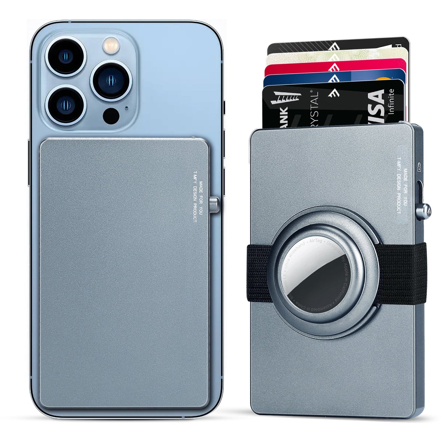 TOYFID All - Aluminum Pop Up Slide Rfid Slim Card Holder Wallet With Airtag Holder - PhoneStyle