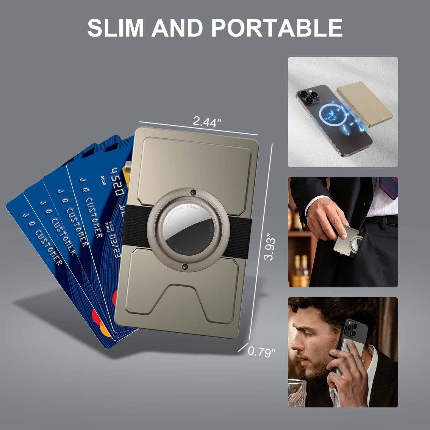 TOYFID All - Aluminum Pop Up Slide Rfid Slim Card Holder Wallet With Airtag Holder - PhoneStyle
