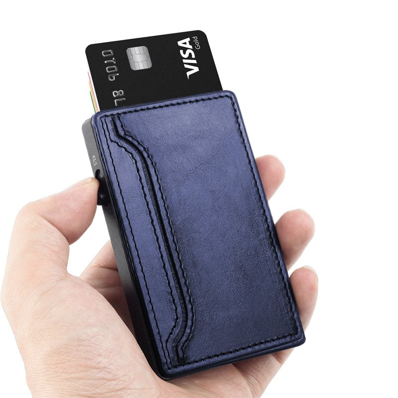 TOYFID Wallet With PU Leather Cover,Aluminum Alloy Pop Up Wallet Holder Card - PhoneStyle